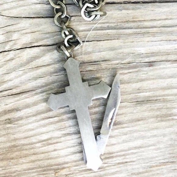 Vintage Jewelry Vintage Cross Knife Necklace Silver Pendant Poshmark